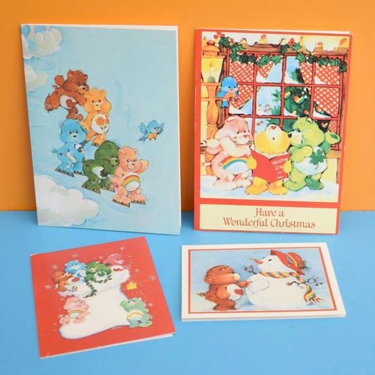 Vintage 1980s Used Christmas Greeting Cards - Carebears