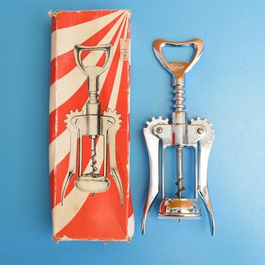 Vintage 1970s Winged Corkscrew / Bottle Opener - Boxed - Made In Italy