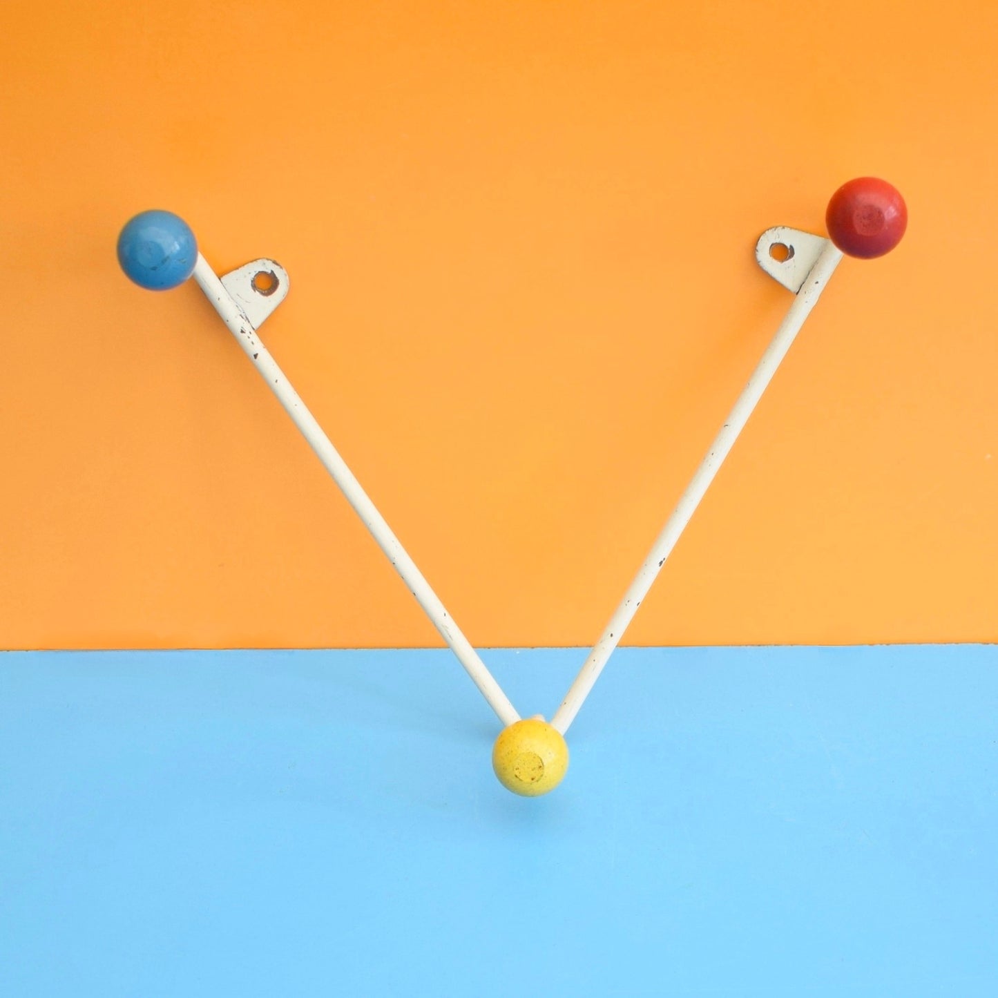 Vintage 1950s Atomic Hooks - Single Set - Wooden Balls