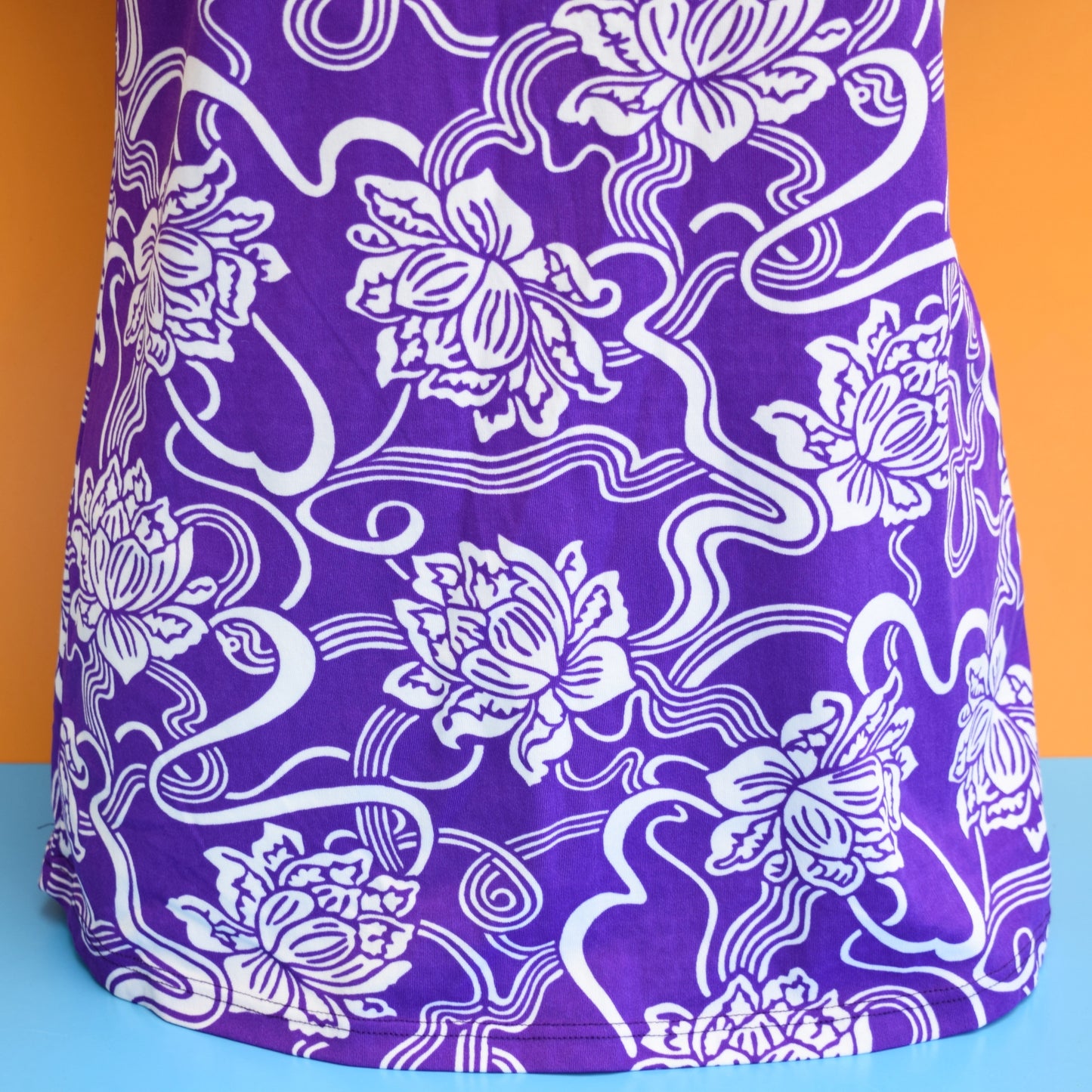 Vintage 1970s Vibrant Purple & White Lotus Top - Miss Ladybird by Pineapple Retro