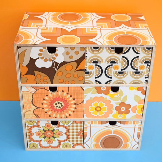 Retro Wooden Drawer Unit - Vintage Wallpapers - Patchwork