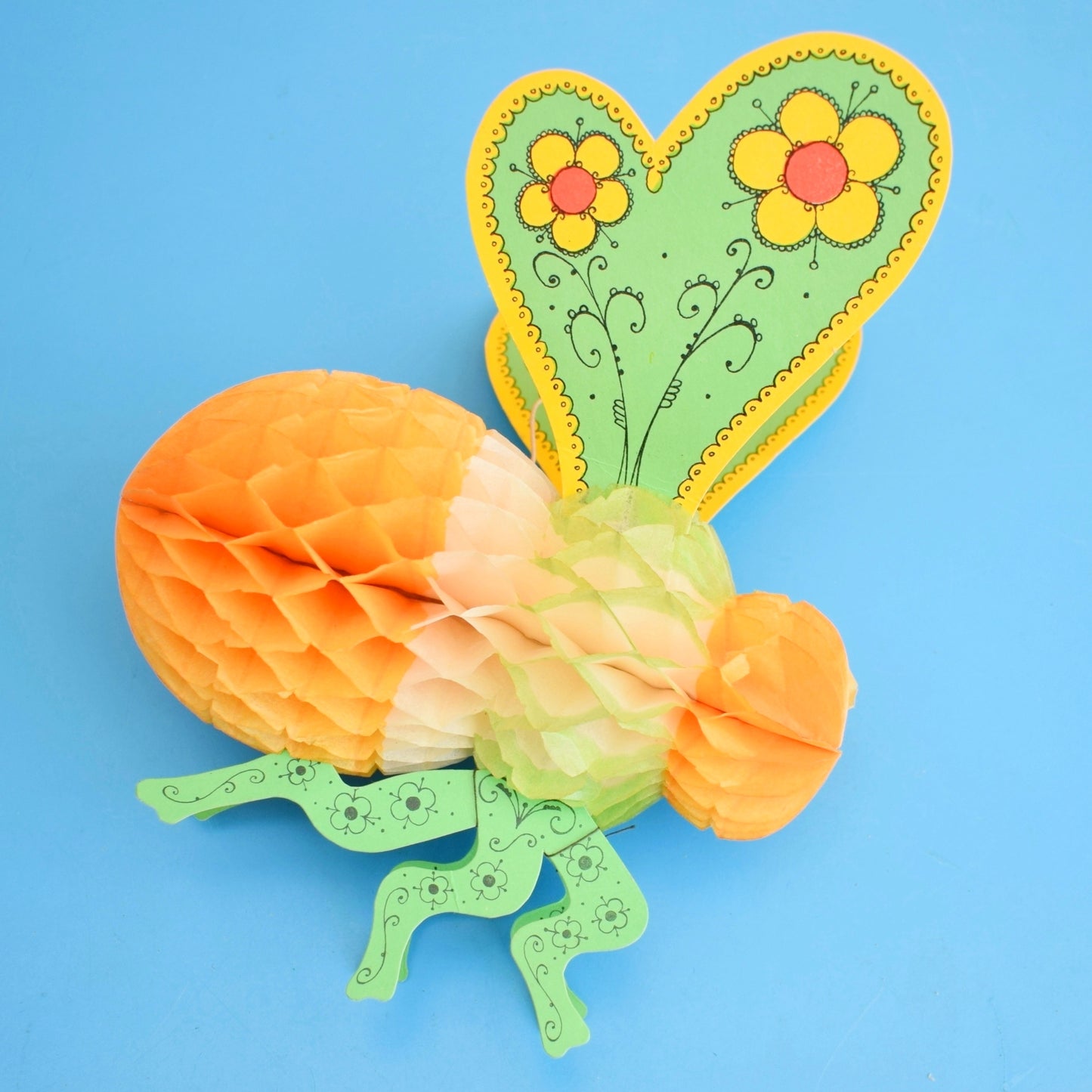 Vintage 1970s Honeycomb Bee / Fish - Denmark - Flower Power