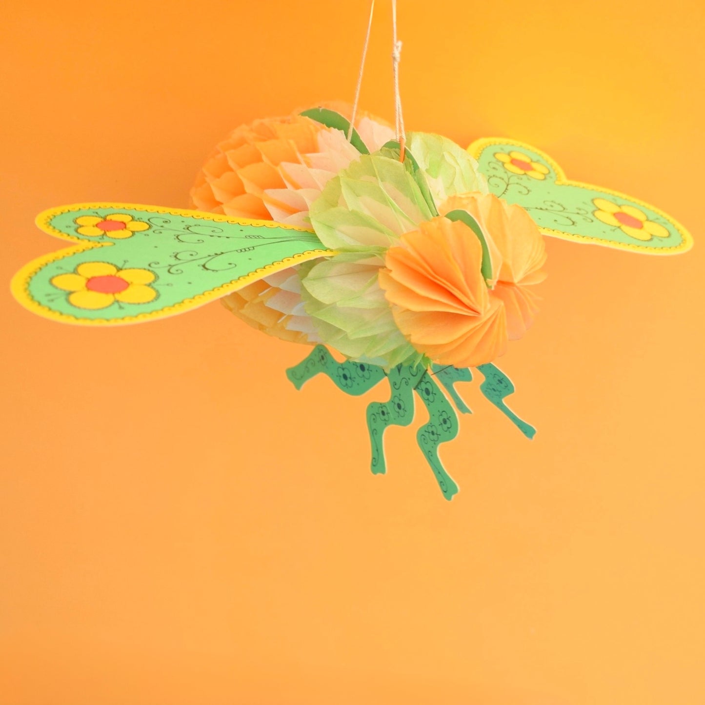 Vintage 1970s Honeycomb Bee / Fish - Denmark - Flower Power