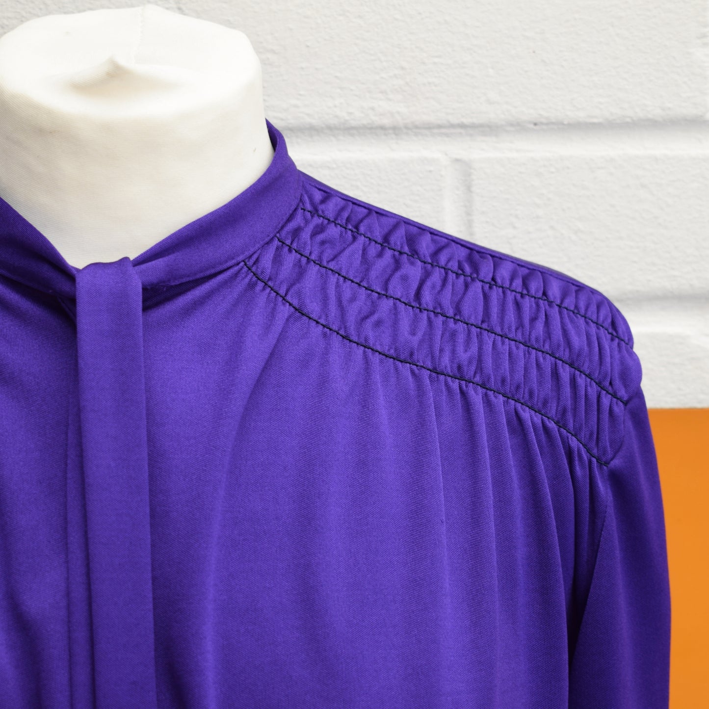 Vintage 1970s Vibrant Purple Pussy Bow Top - St Michael