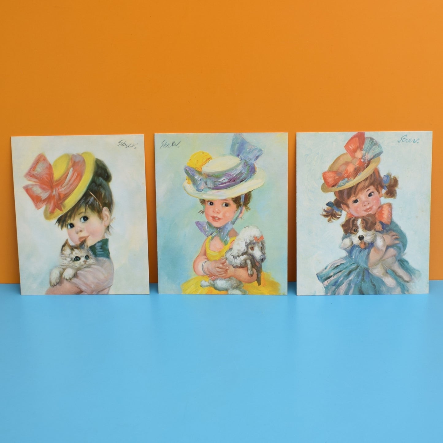 Vintage 1960s Pictures / Greeting Cards - Strev - Harriet , Bunny & Arabella