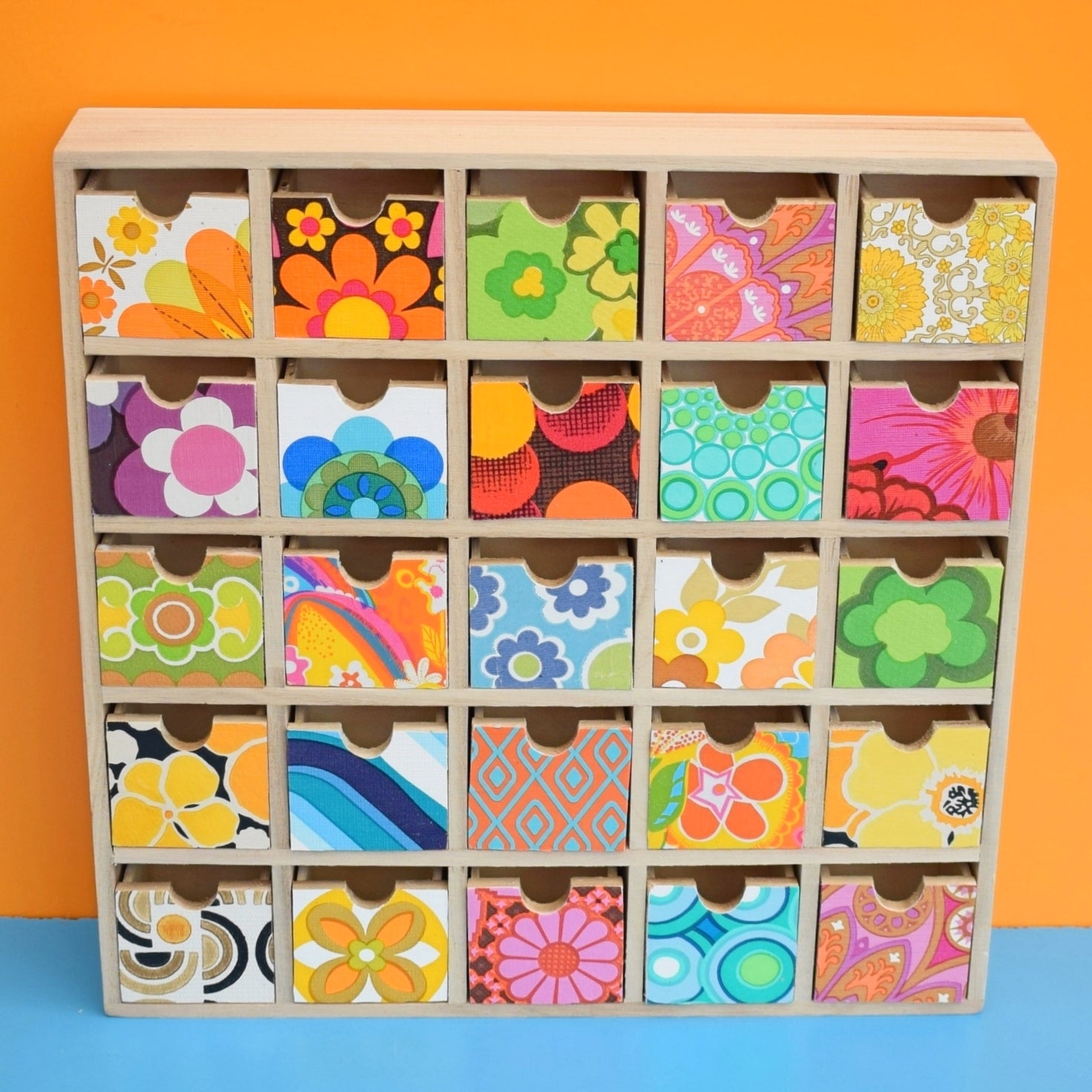 Multi Pattern Drawers Retro Wooden Multi Drawer Unit - Vintage Wallpapers - Patchwork ...