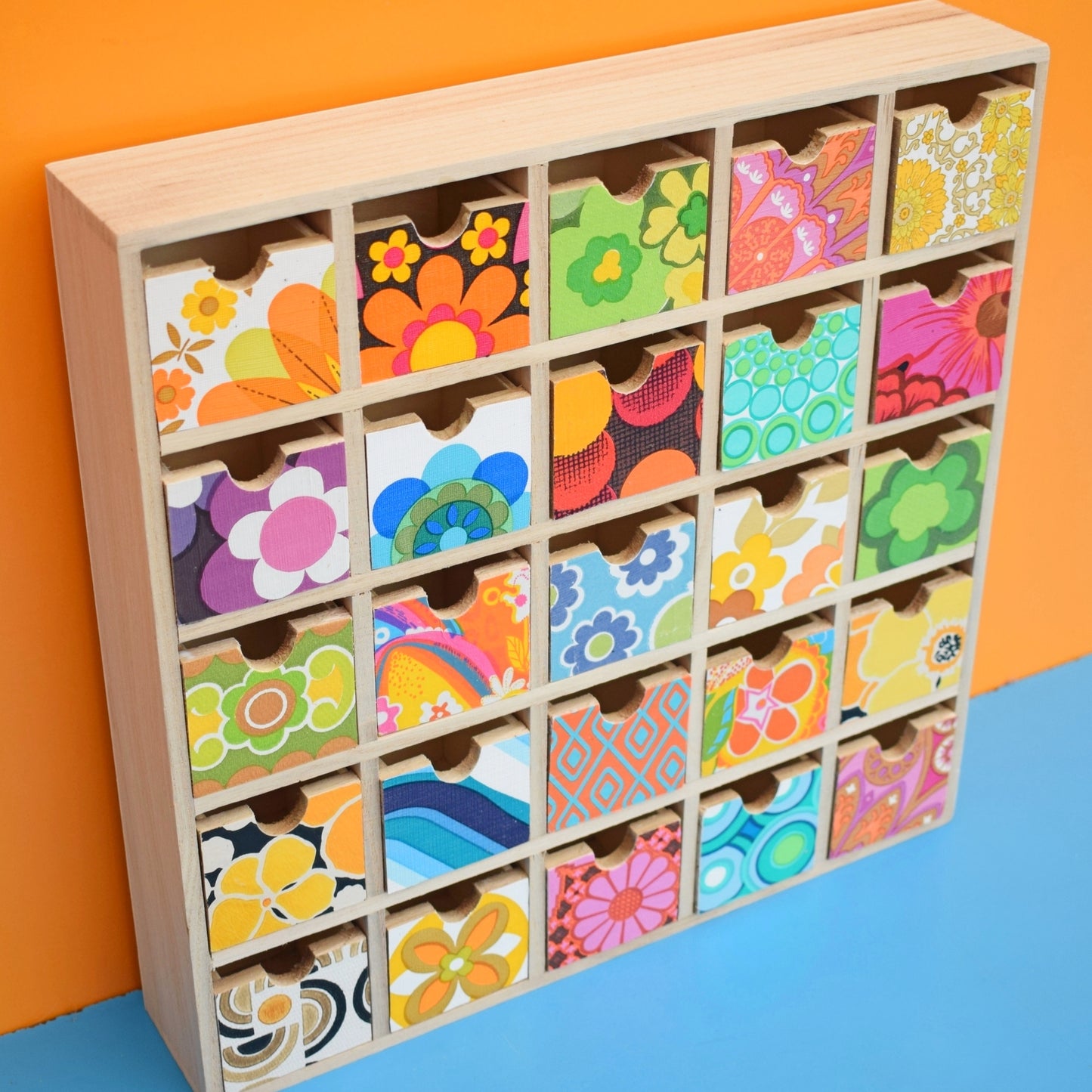 Retro Wooden Multi Drawer Unit - Vintage Wallpapers - Patchwork