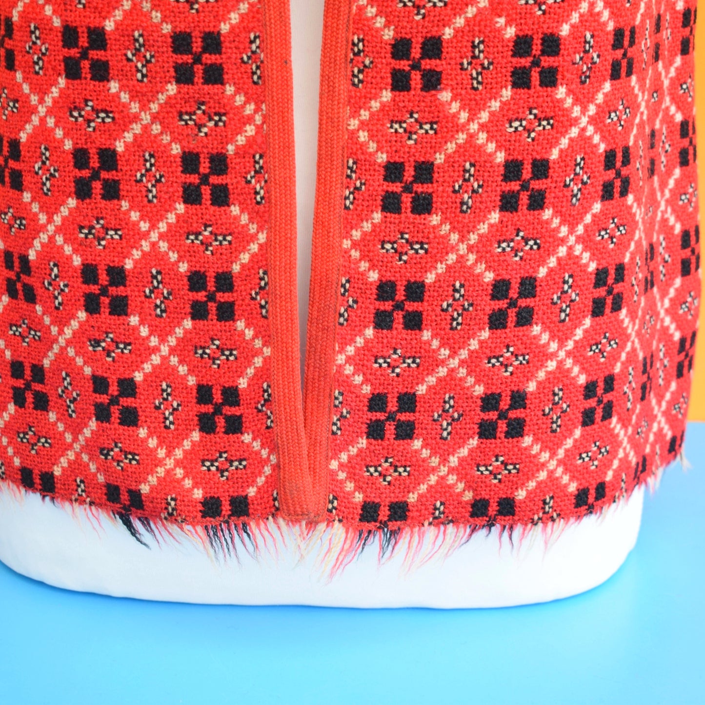 Vintage 1960s Welsh Tapestry Waistcoat - Reversible Red