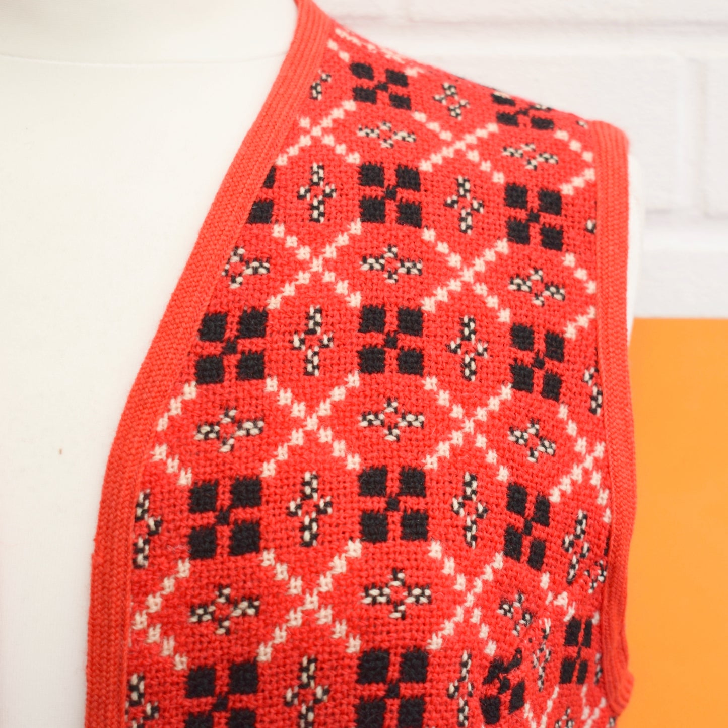 Vintage 1960s Welsh Tapestry Waistcoat - Reversible Red