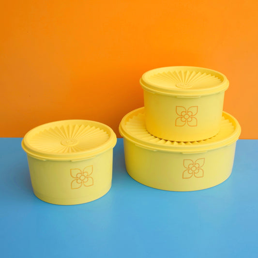Vintage 1970s Tupperware Set Of Containers - Mid Yellow