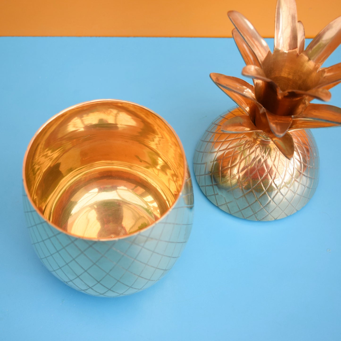 Vintage 1970s Pineapple Ice Bucket / Ornament-  Brass
