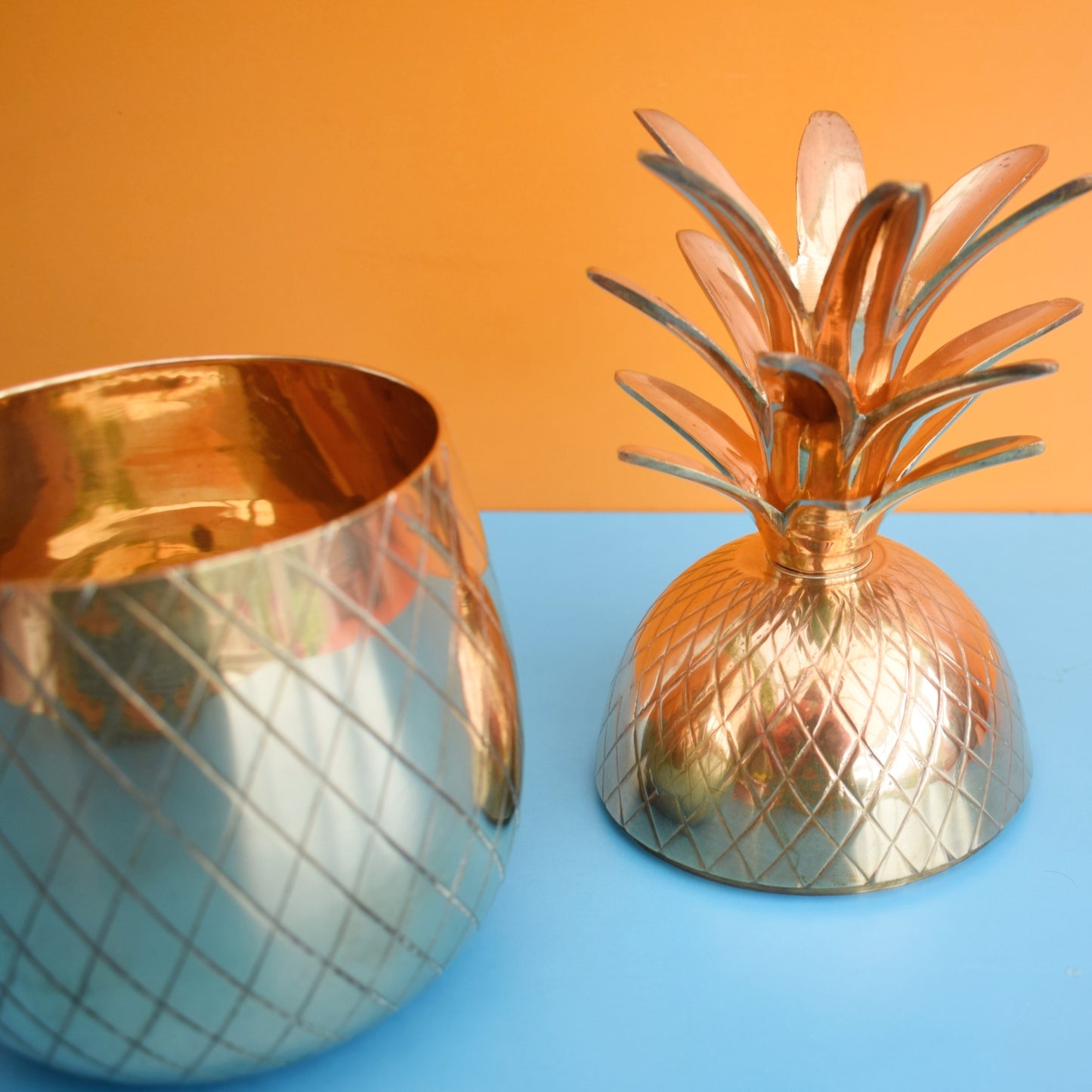 Vintage 1970s Pineapple Ice Bucket / Ornament-  Brass
