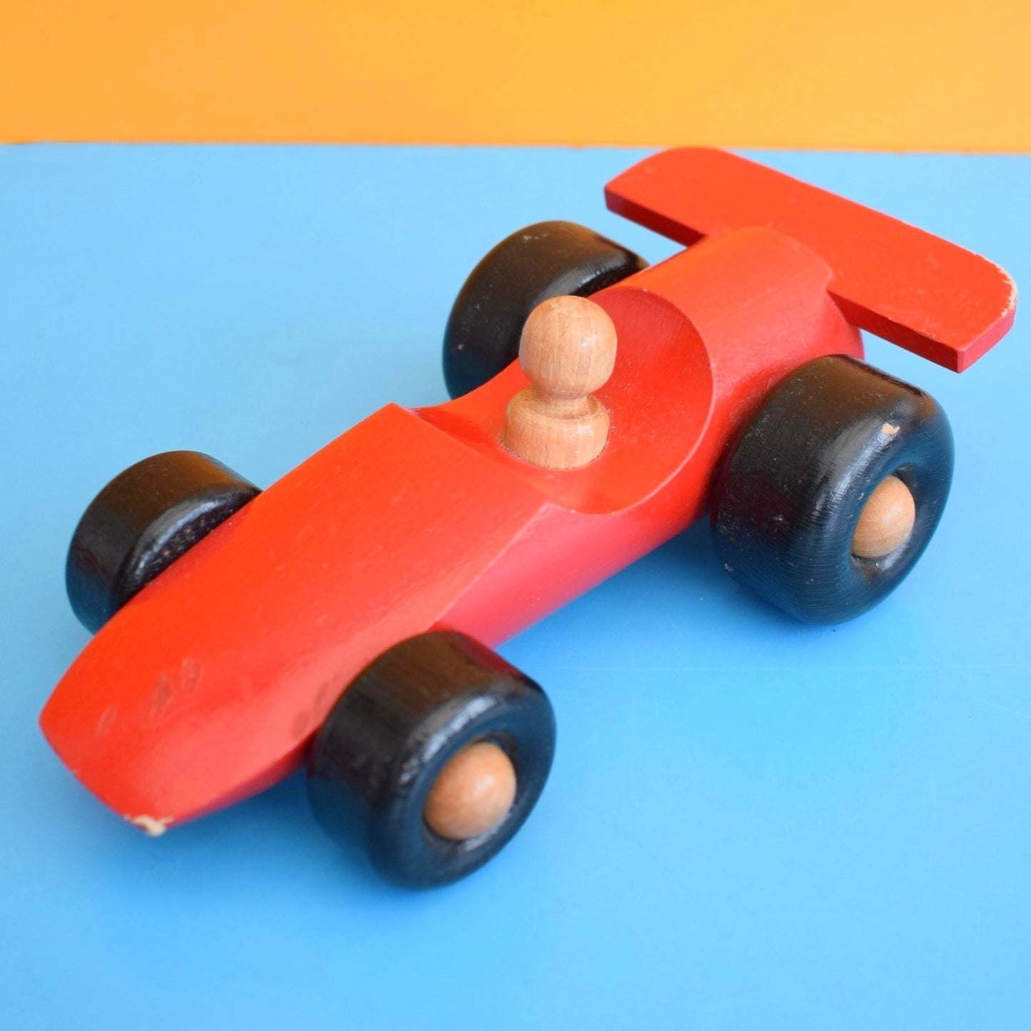 Vintage 1980s Wooden Racing Car - Red - Ikea