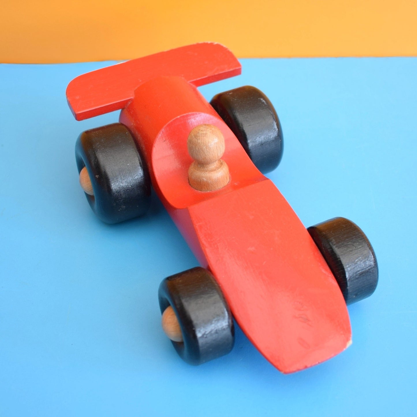 Vintage 1980s Wooden Racing Car - Red - Ikea