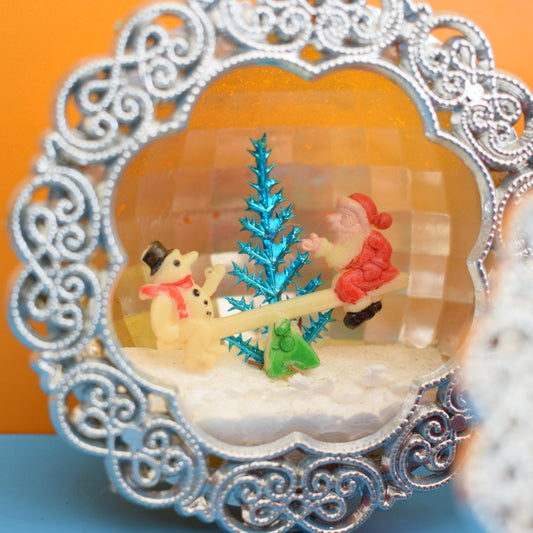 Vintage 1960s Plastic Christmas Diorama Decorations x5