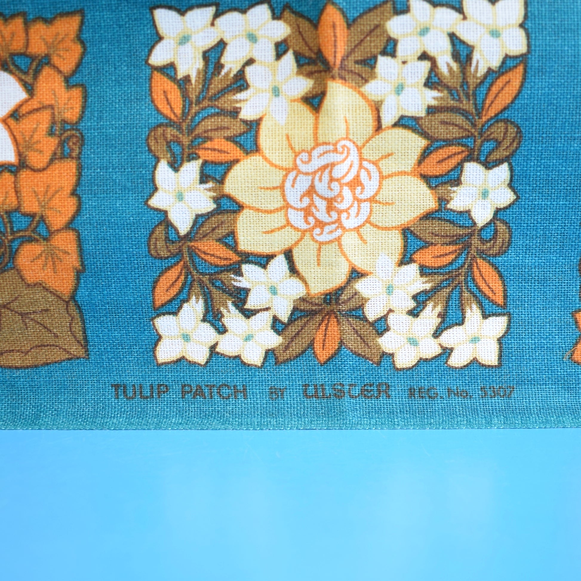 Vintage 1970s Tea Towel - Teal - Tulip Patch By Ulster by Vintage