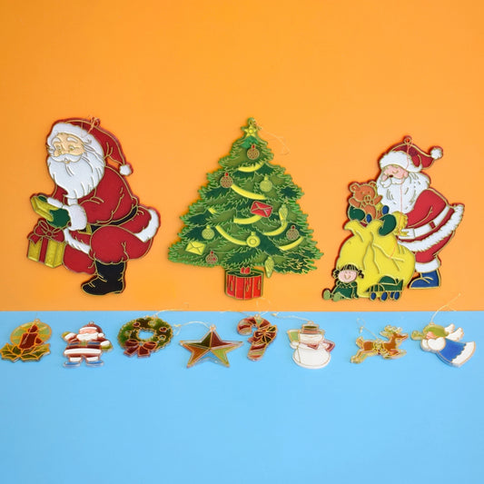Vintage 1970s Plastic 2D Festive Shaped Christmas Decorations - x11 by Pineapple Retro