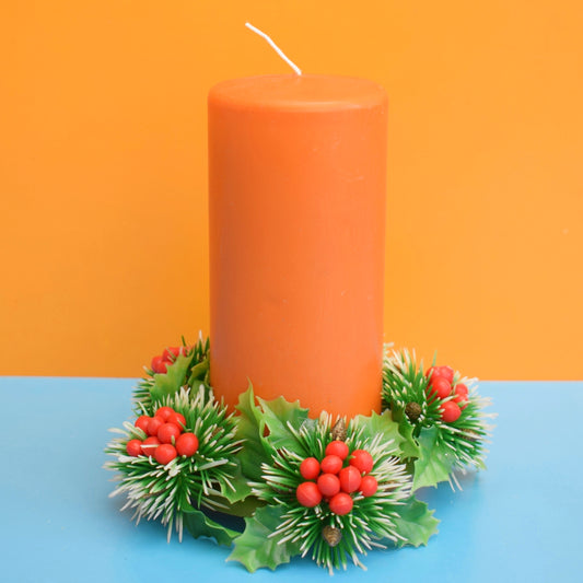 Vintage 1970s Kitsch Christmas Candle Ring & Candle by Pineapple Retro