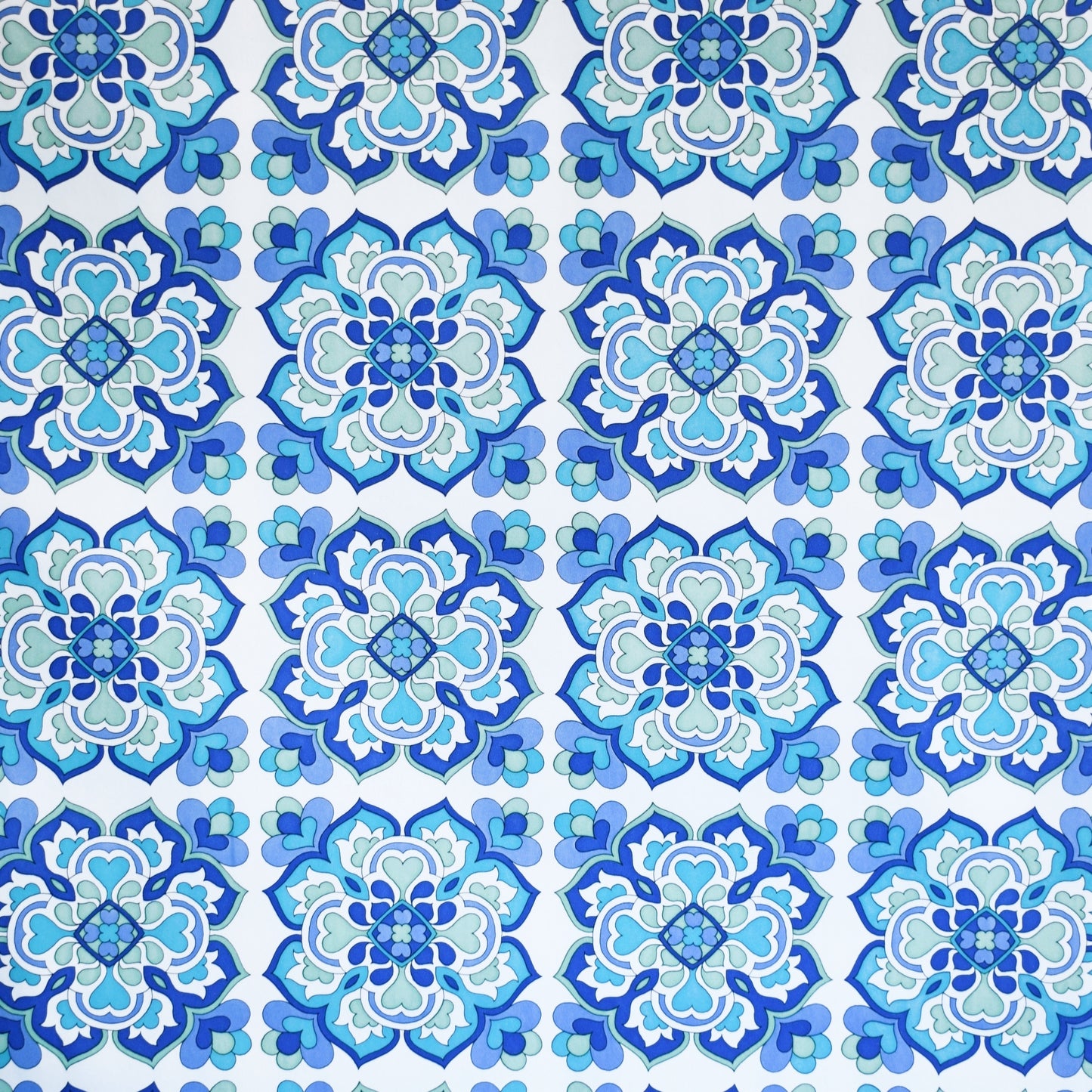Vintage 1960s Wallpaper - Geometric Blue .