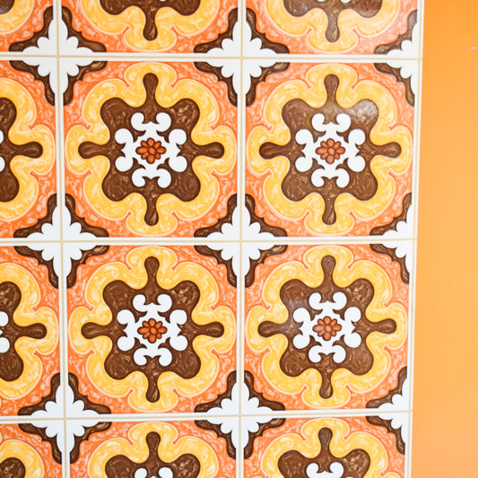 Vintage 1970s Padded / Contoured Vinyl Wallpaper- Orange