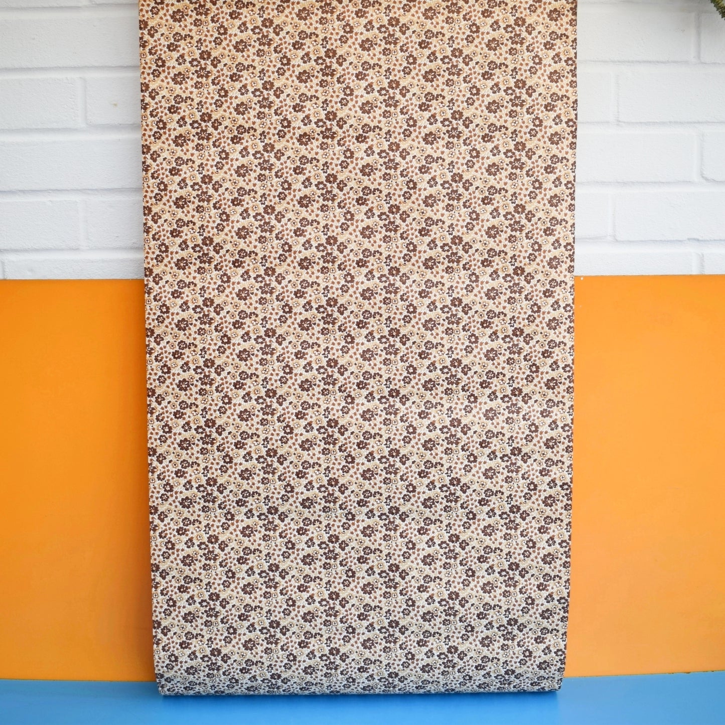 Vintage 1970s Wallpaper- Linda Beard- Brown Ditzy Floral - Colette