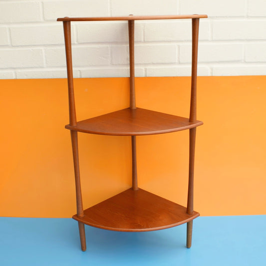 Vintage 1960s Teak Wooden Corner Shelving Unit -Danish Design by Pineapple Retro