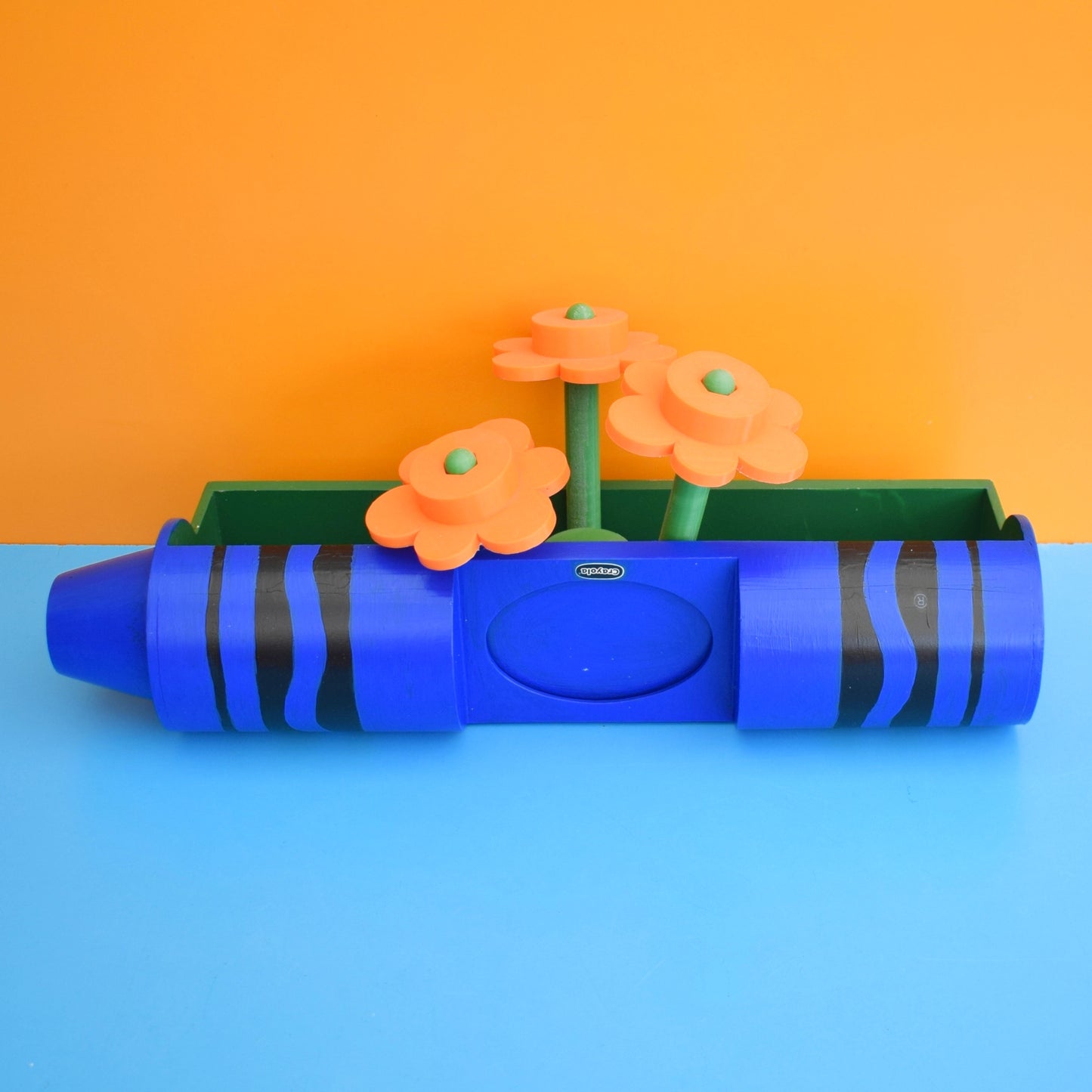 Vintage 1990s Crayon Shelf - Pop Art - USA - Blue Crayola