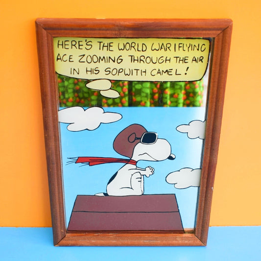 Vintage 1970s Snoopy Mirror - Sopwith Camel Plane