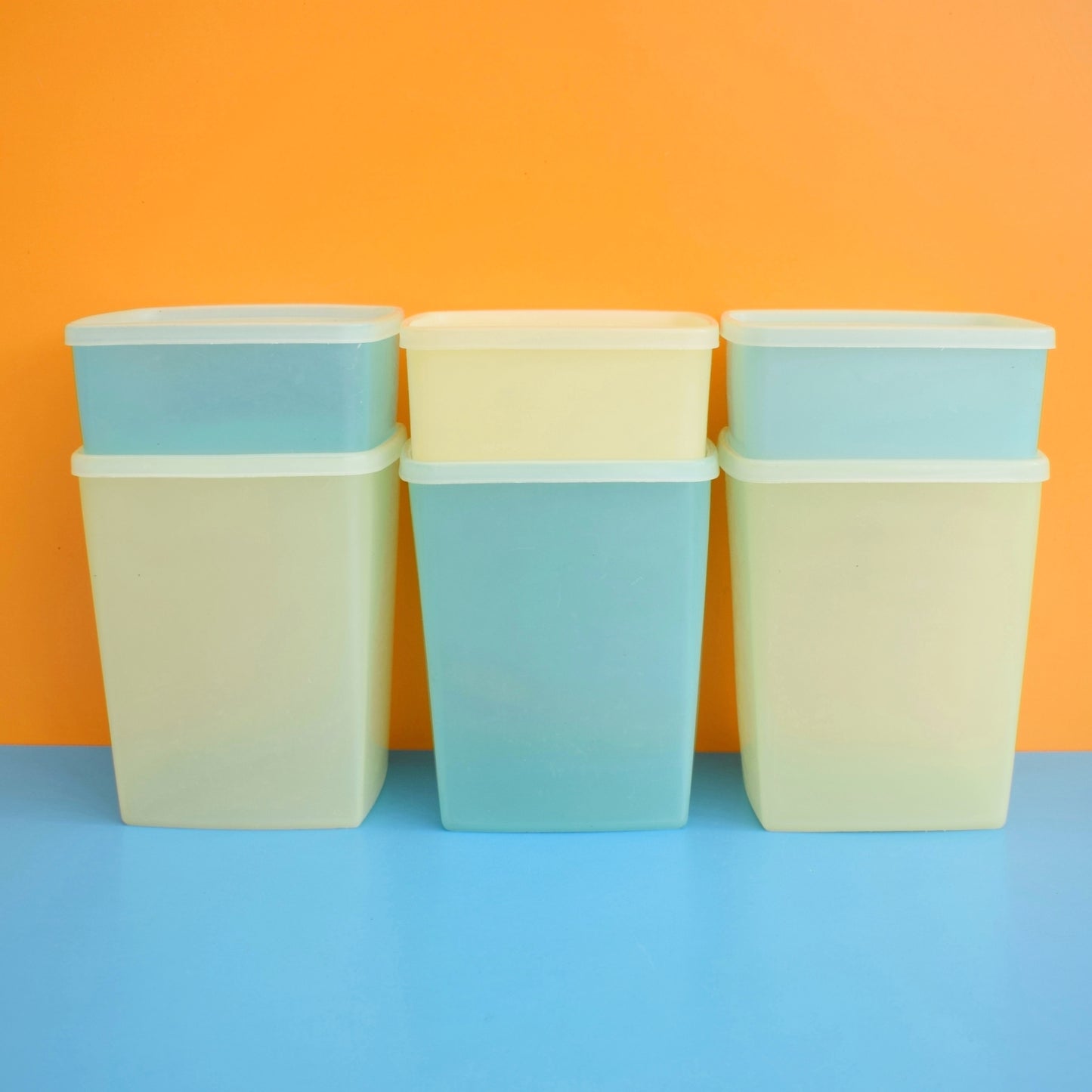 Vintage 1960s Plastic Tupperware Lidded Containers - Pastel Colours