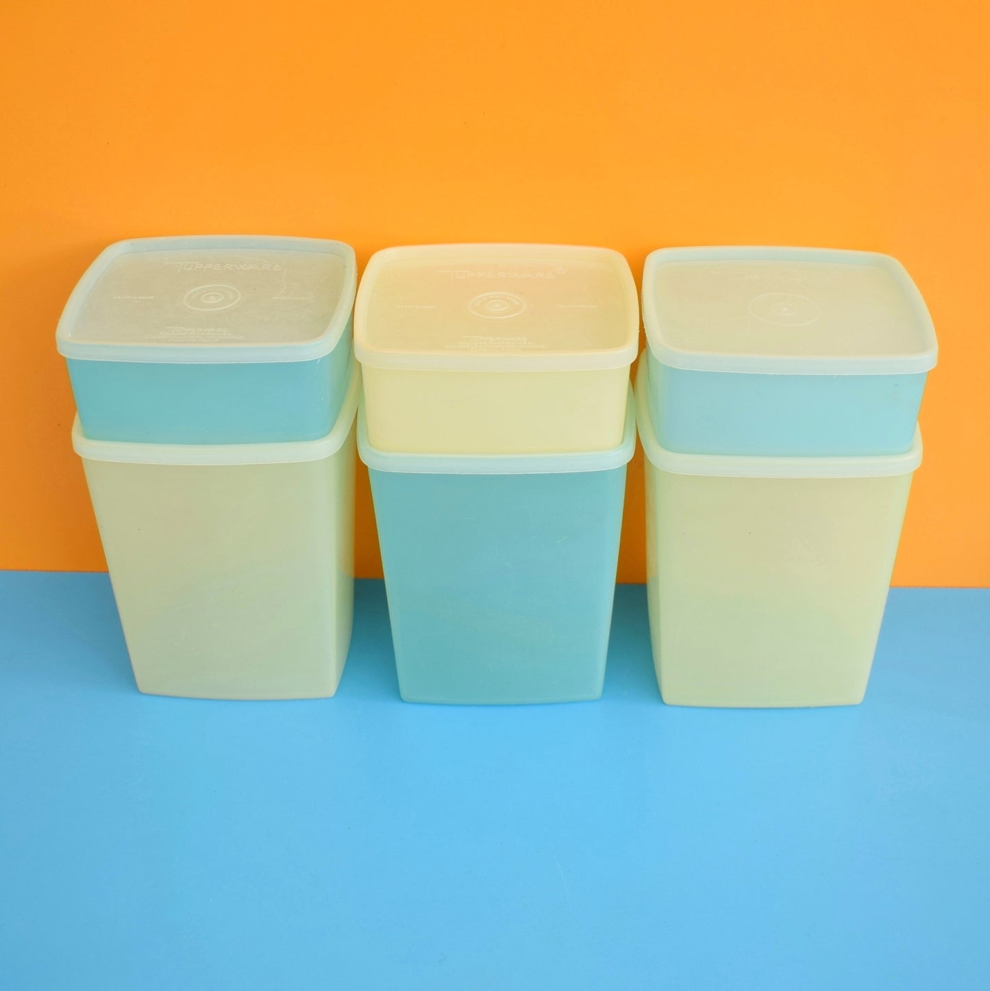 Vintage 1960s Plastic Tupperware Lidded Containers - Pastel Colours