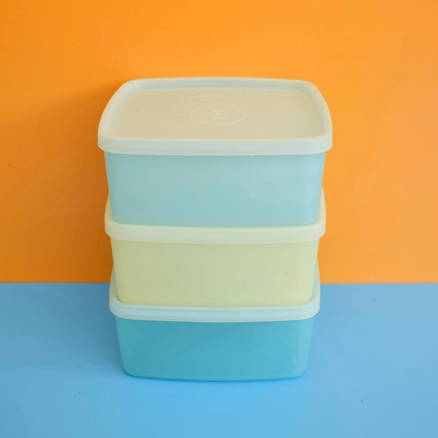 Vintage 1960s Plastic Tupperware Lidded Containers - Pastel Colours