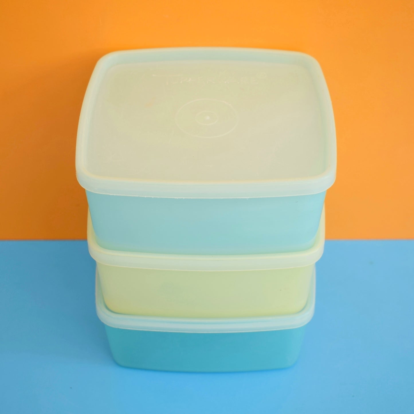 Vintage 1960s Plastic Tupperware Lidded Containers - Pastel Colours
