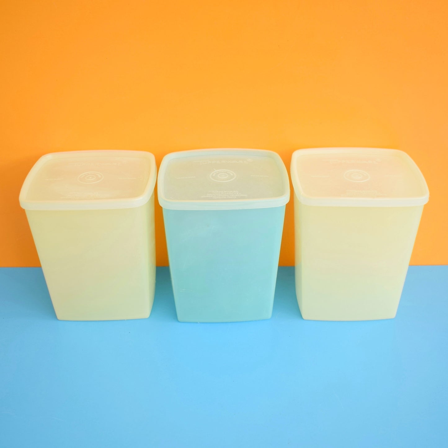 Vintage 1960s Plastic Tupperware Lidded Containers - Pastel Colours