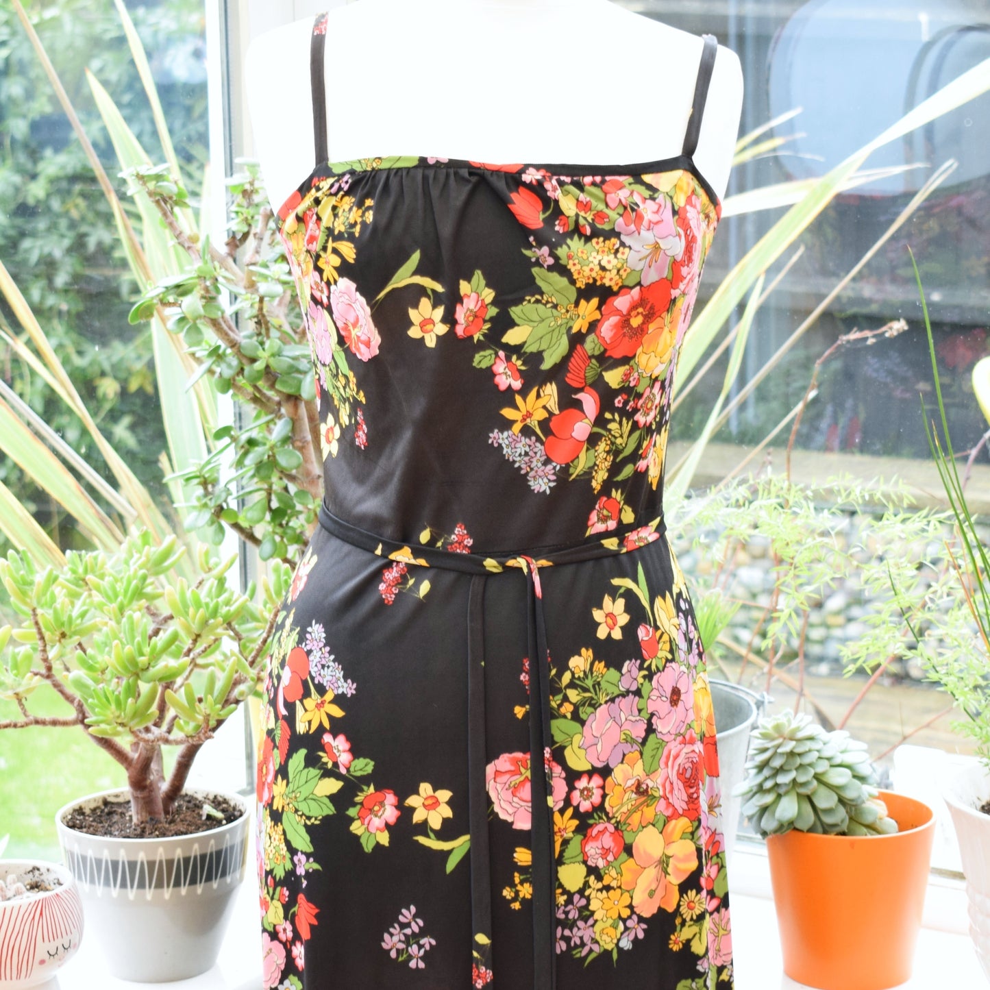 Vintage 1970s Maxi Dress - Floral Print - Uk 12- 14