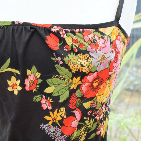 Vintage 1970s Maxi Dress - Floral Print - Uk 12- 14