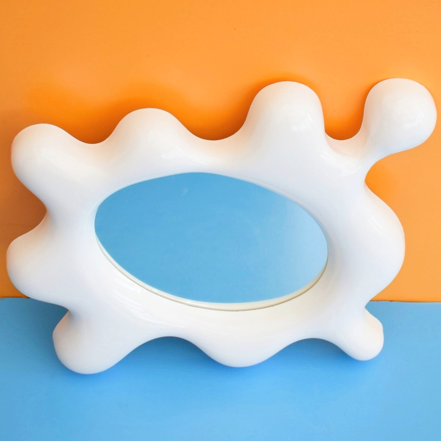 Vintage 1990s Splat Mirror - Ikea Tunga - White
