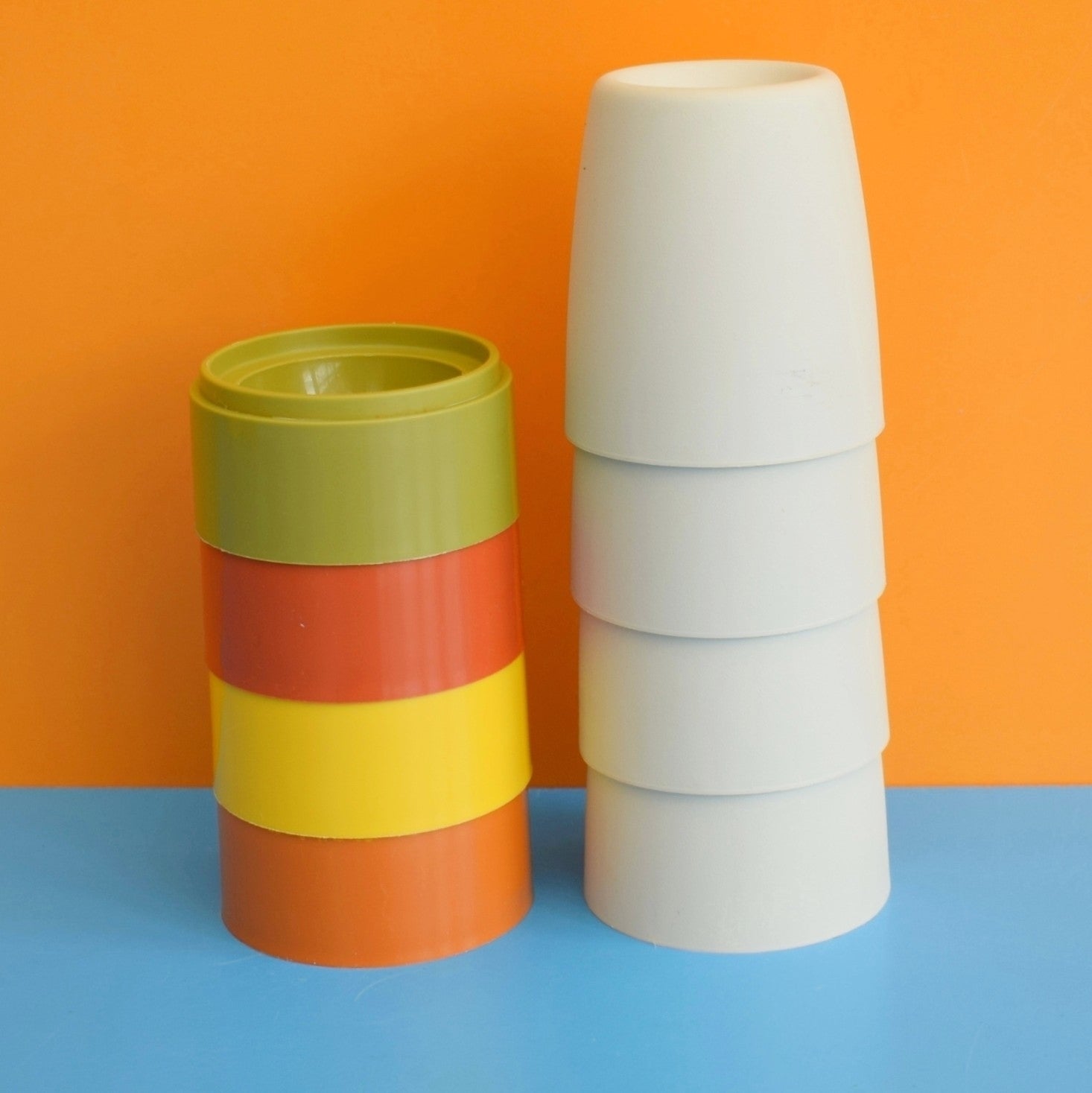 Vintage 1970s Tupperware Containers - Red/ Orange / Yellow / Green / Cream by Pineapple Retro