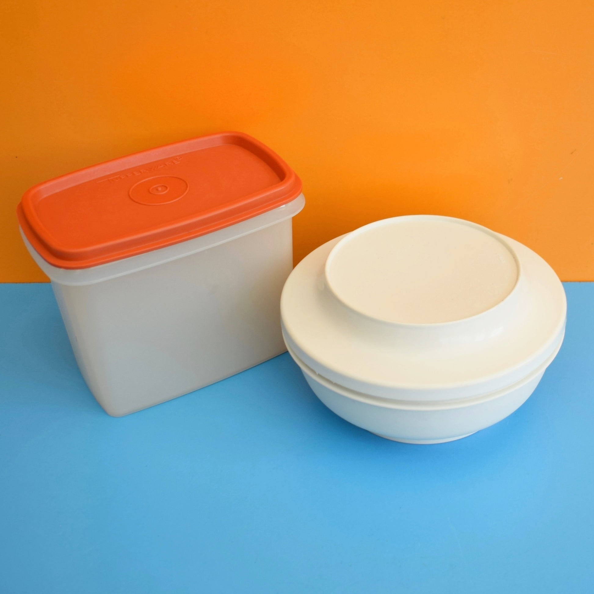 Vintage 1970s Tupperware Containers - Red/ Orange / Yellow / Green / Cream by Pineapple Retro