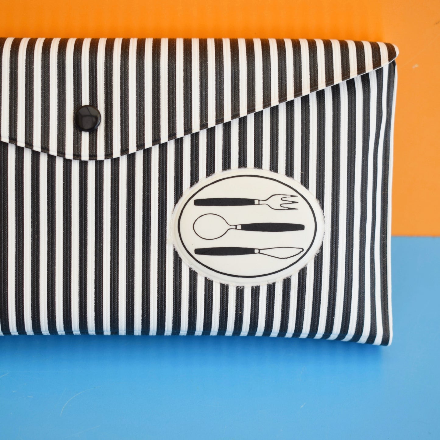 Vintage 1960s Cutlery Set Rolls - Vinyl Case & Original Napkins by Vintage