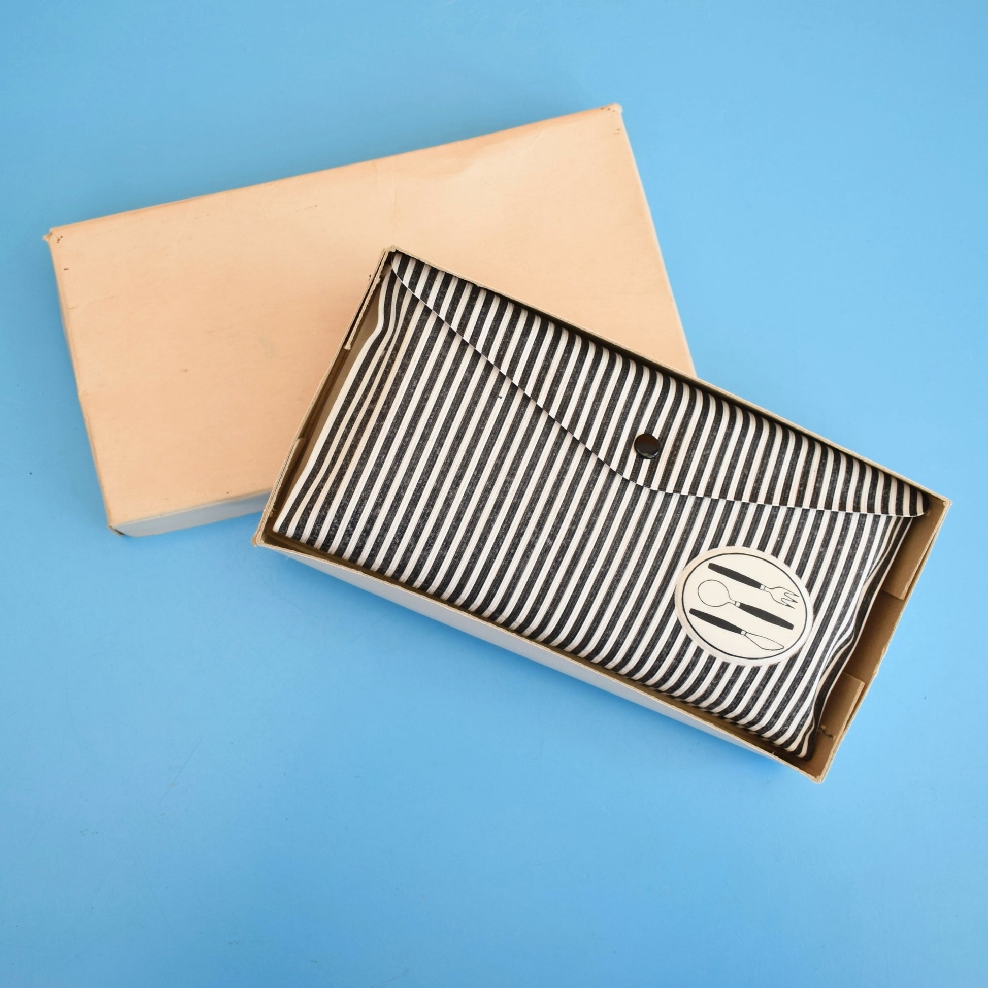 Vintage 1960s Cutlery Set Rolls - Vinyl Case & Original Napkins by Vintage