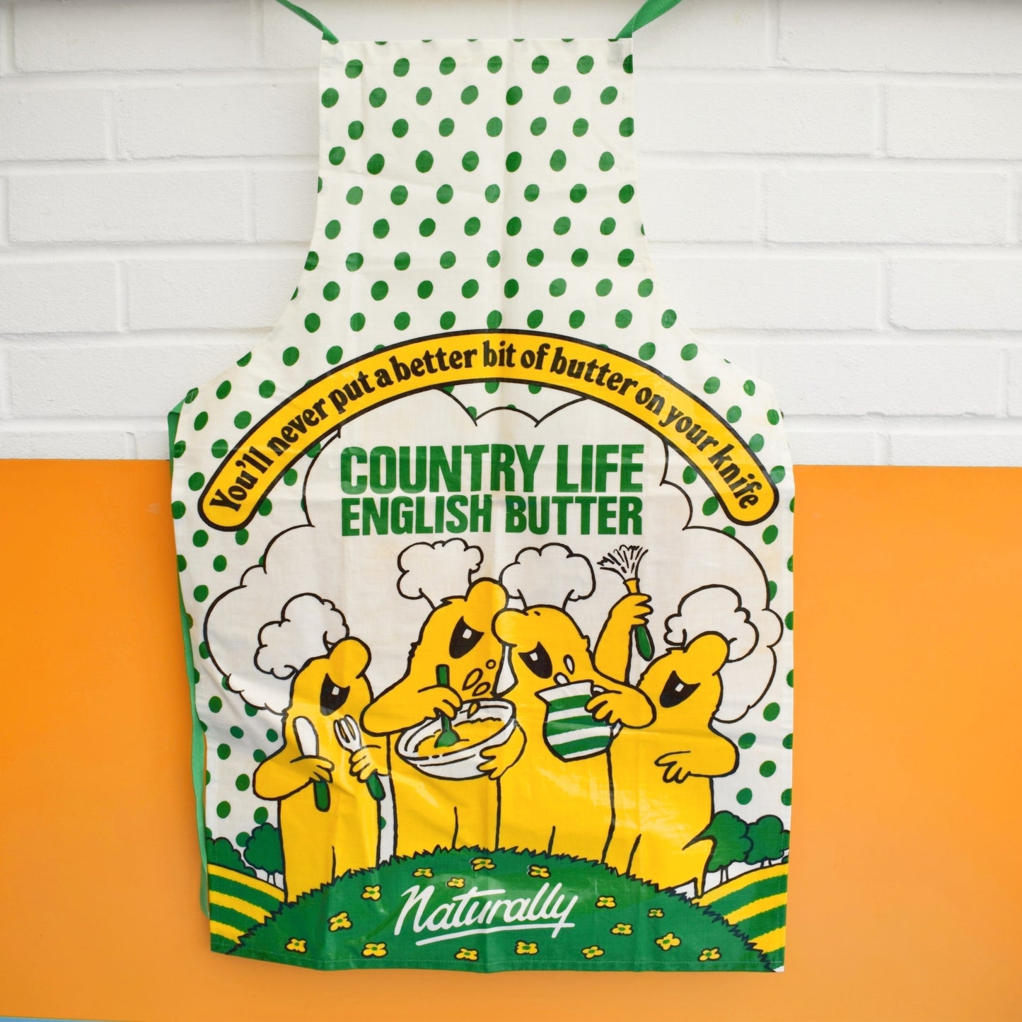 Vintage 1980s Country Life English Butter Apron & Cheese Shopping Bag by Pineapple Retro