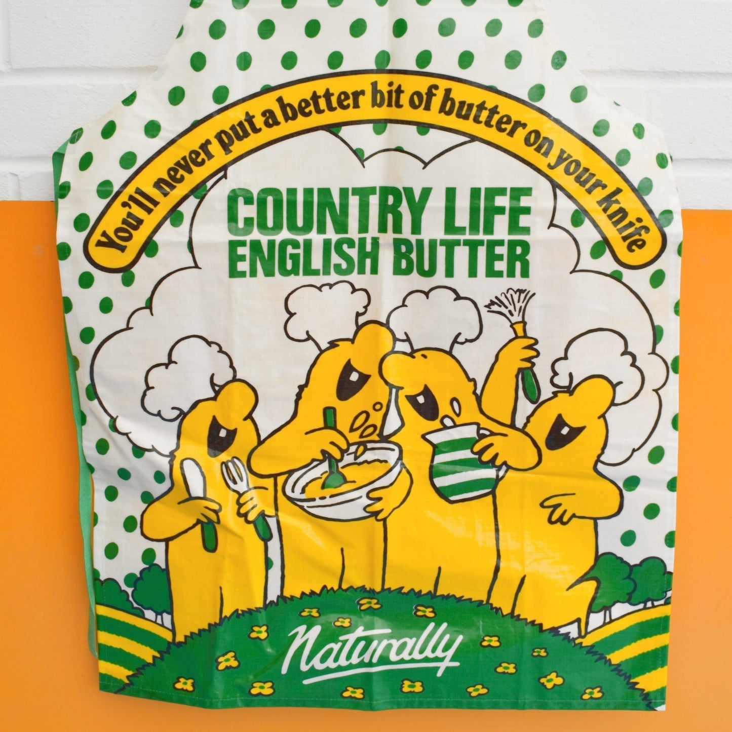 Vintage 1980s Country Life English Butter Apron & Cheese Shopping Bag by Pineapple Retro