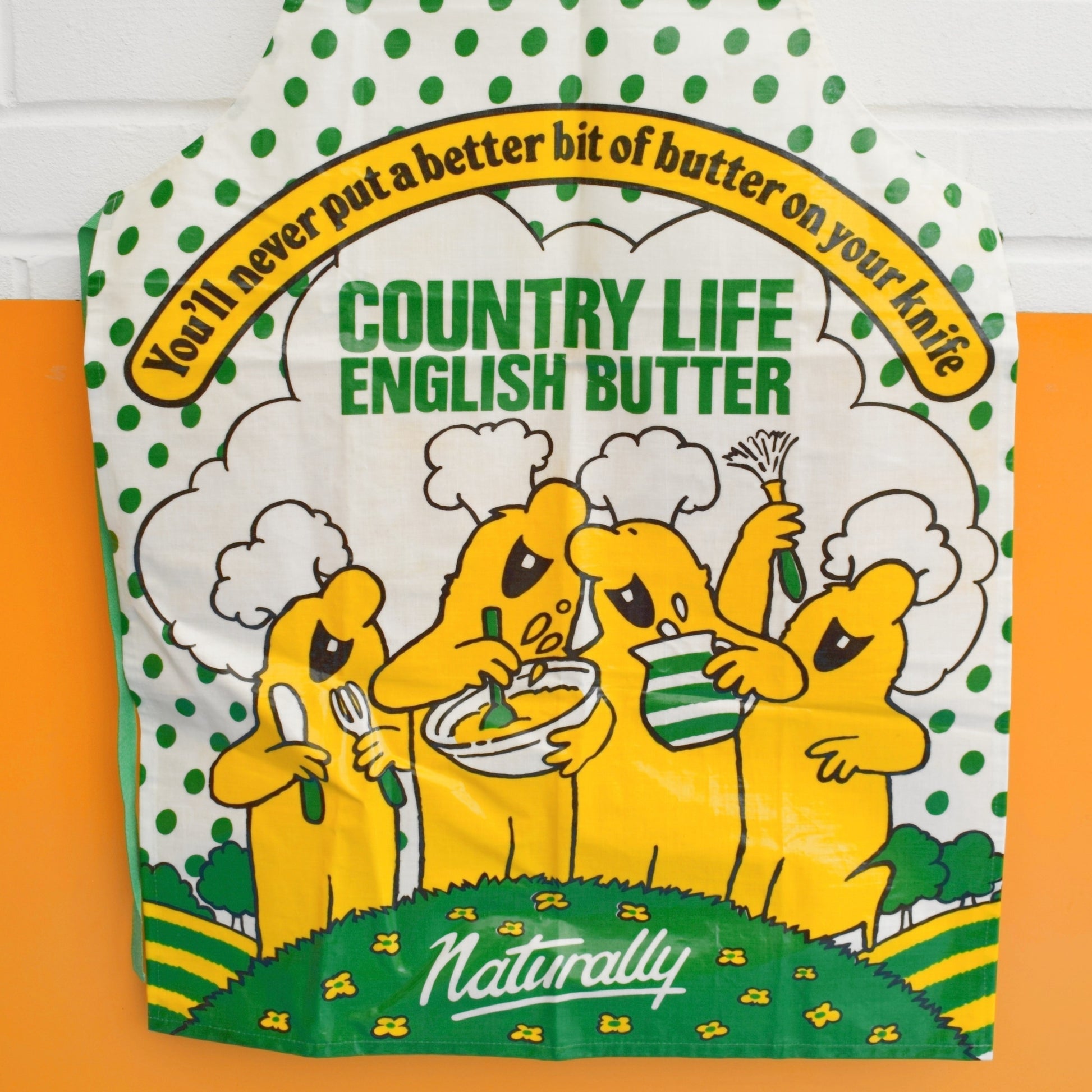 Vintage 1980s Country Life English Butter Apron & Cheese Shopping Bag by Pineapple Retro