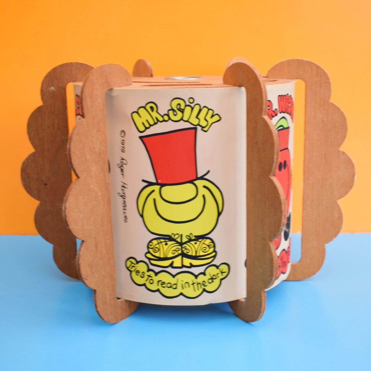 Vintage 1970s Plywood Light Fitting / Shade - Mr Men .