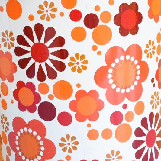 Vintage 1960s Metal Waste Paper Bin - Worcester Ware,  Orange Flowers