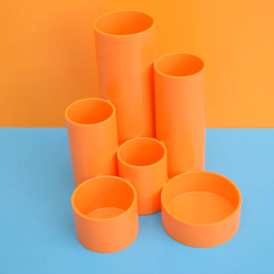 Vintage 1980s Plastic Desk Tidy / Organiser - Orange by Vintage