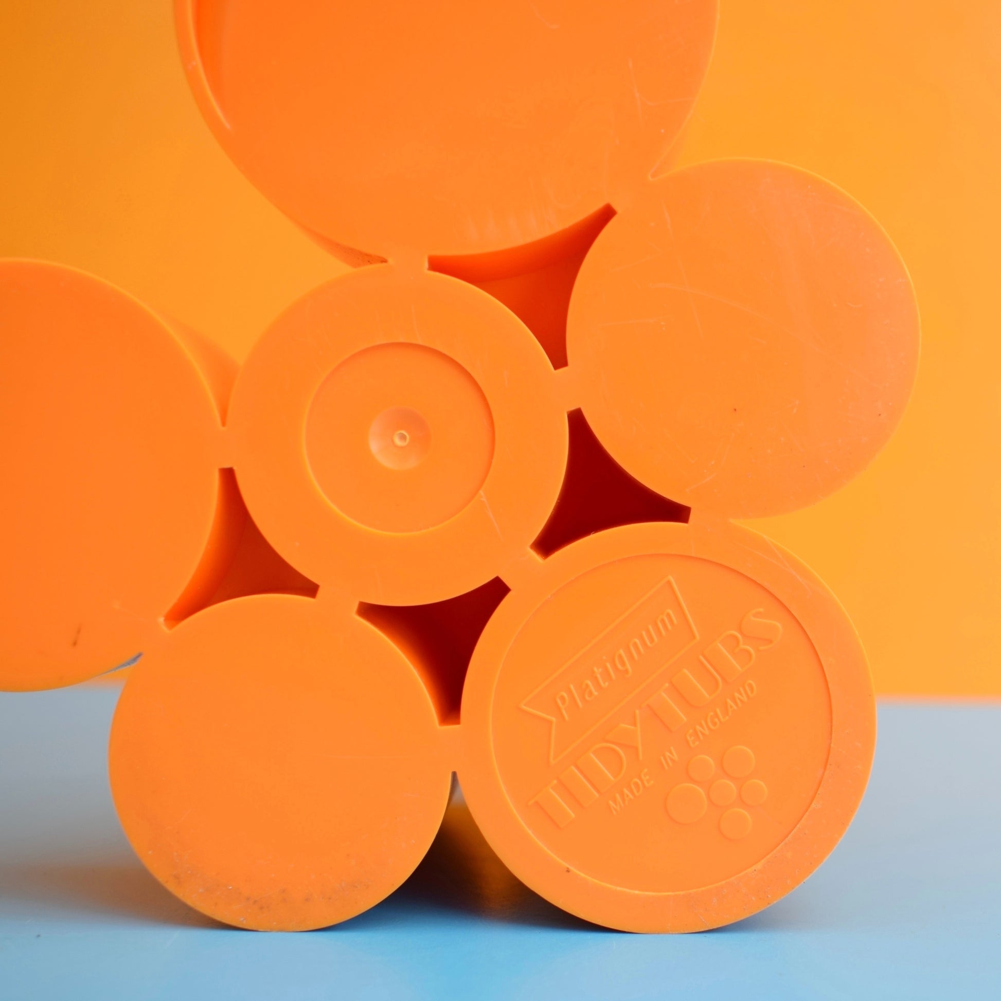 Vintage 1980s Plastic Desk Tidy / Organiser - Orange by Vintage
