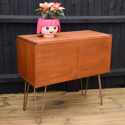 Vintage 1960s Teak Drinks/ Storage Cabinet - Hairpin Legs