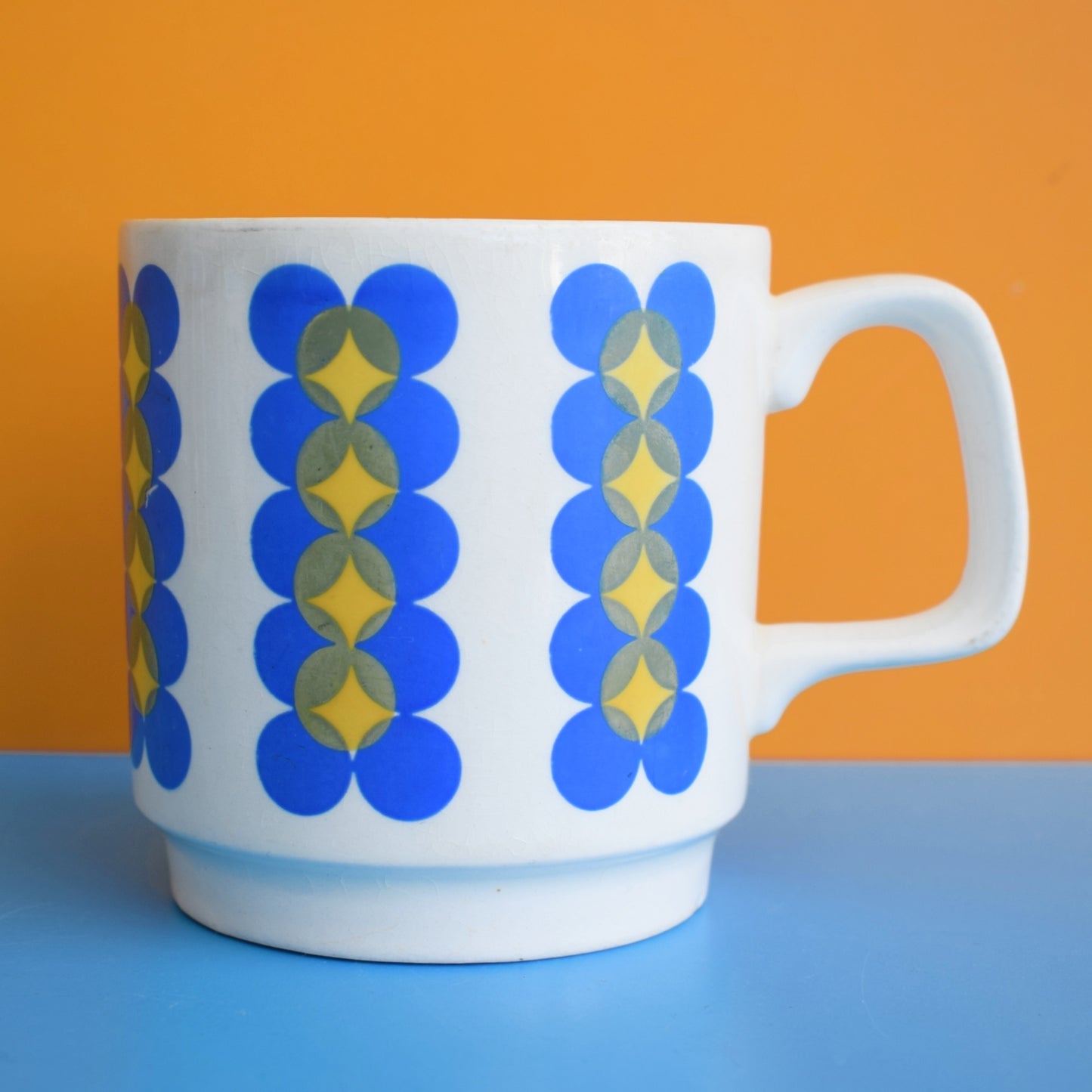Vintage 1970s Mug - Irish - Blue & Yellow - Carrigaline Pottery by Pineapple Retro