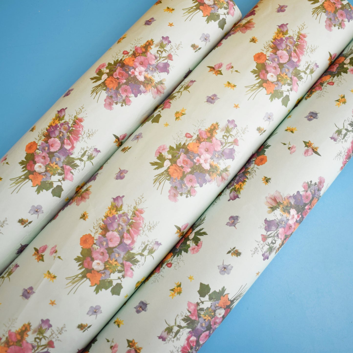 Vintage 1970s Floral Wrapping Paper Rolls